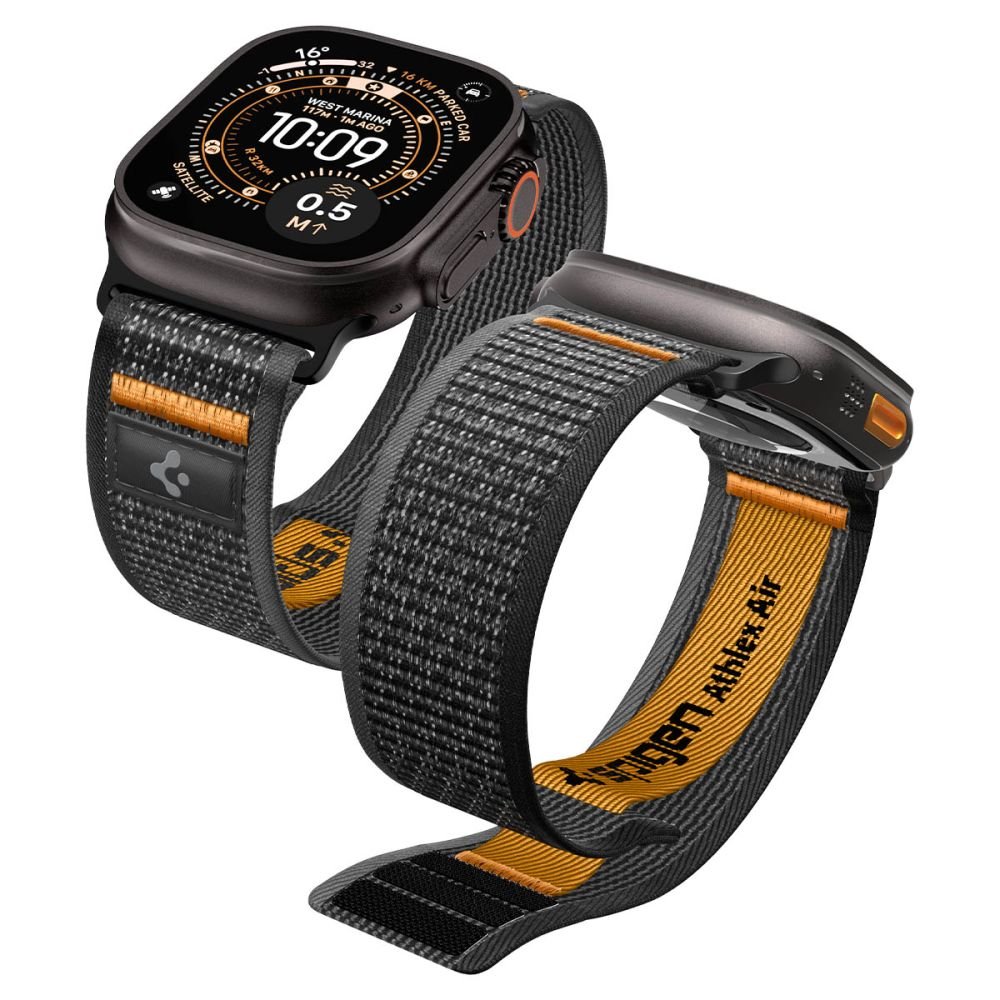 Spigen Λουράκι Apple Watch 8/9/10/11 - SE (1/2/3) - Ultra (1/2/3) – 44/45/46/49mm - Athlex Air 2 - Active Black / Orange