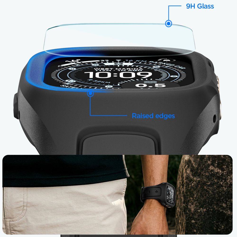 Spigen Λουράκι Apple Watch Ultra (1/2/3) - 49mm με Θήκη Προστασίας και Αντιχαρακτικό Γυαλί Οθόνης - Liquid Air Pro - Black