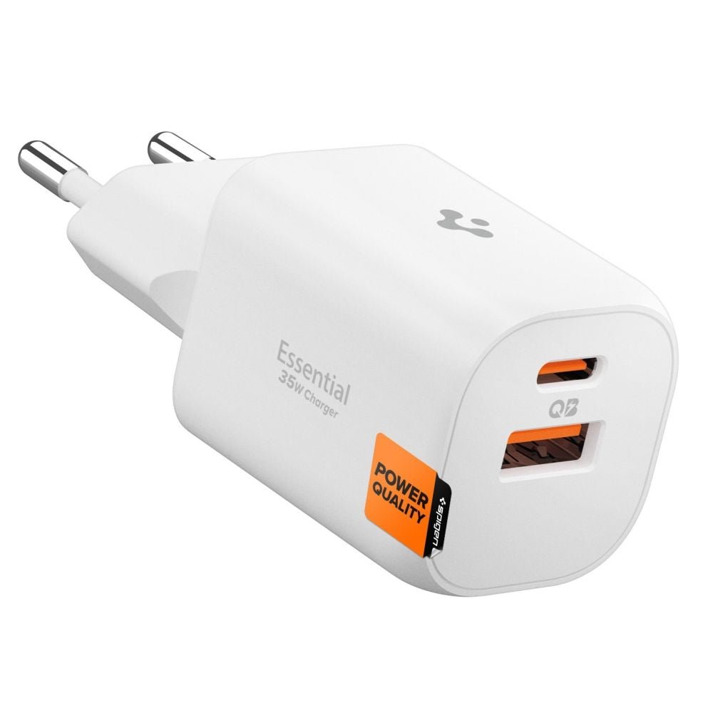 Spigen Οικιακός Φορτιστής Γρήγορης Φόρτισης με 1 Θύρα Type - C και 1 Θύρα USB 35W - Essential EE352EU - White