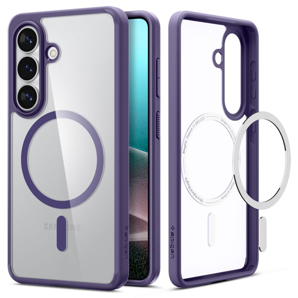 Spigen Samsung Galaxy S26 Plus - Σκληρή Θήκη με Πλαίσιο Σιλικόνης Και MagSafe - Ultra Hybrid Mag - Clear / Deep Purple