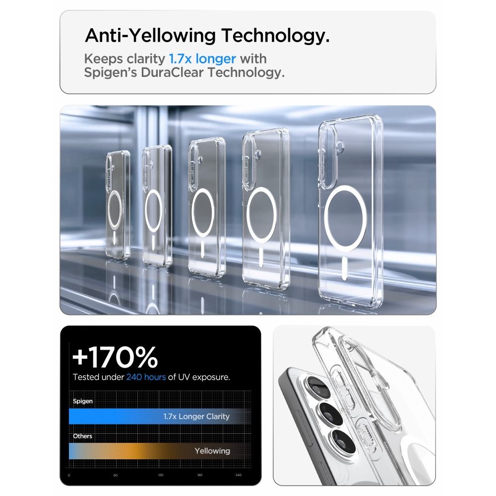 Spigen Samsung Galaxy S26 - Σκληρή Θήκη με Πλαίσιο Σιλικόνης Και MagSafe - Ultra Hybrid Mag - Clear / White