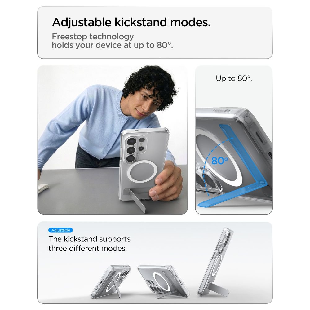 Spigen Samsung Galaxy S26 Ultra - Σκληρή Θήκη με Πλαίσιο Σιλικόνης και Stand - Ultra Hybrid S MagSafe - Clear / White