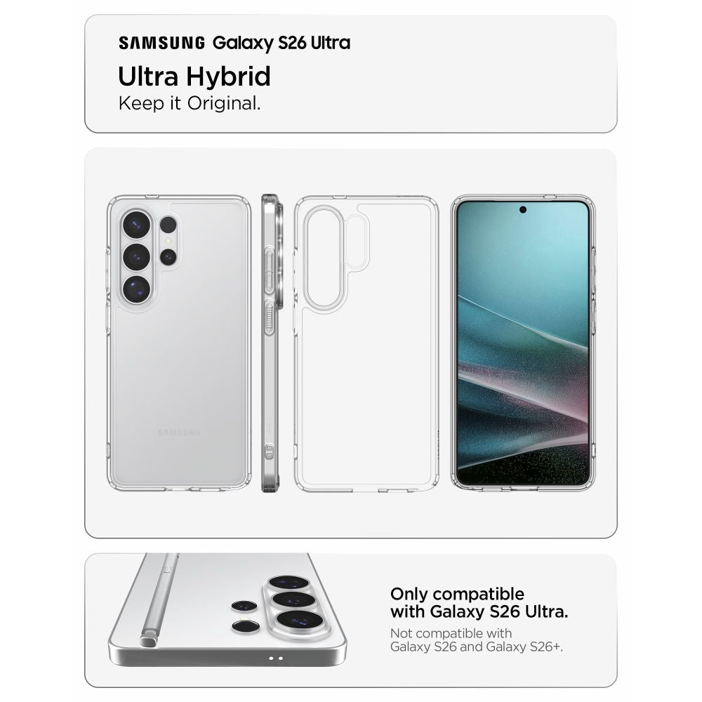 Spigen Samsung Galaxy S26 Ultra - Σκληρή Θήκη με Πλαίσιο Σιλικόνης - Ultra Hybrid - Crystal Clear
