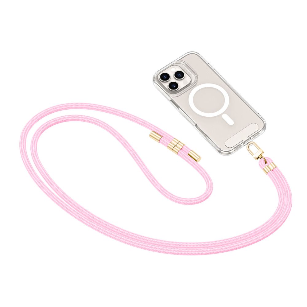 Tech-Protect C7S Rope CrossBody Strap - Universal Λουράκι για Θήκη Κινητού - Baby Pink / Gold