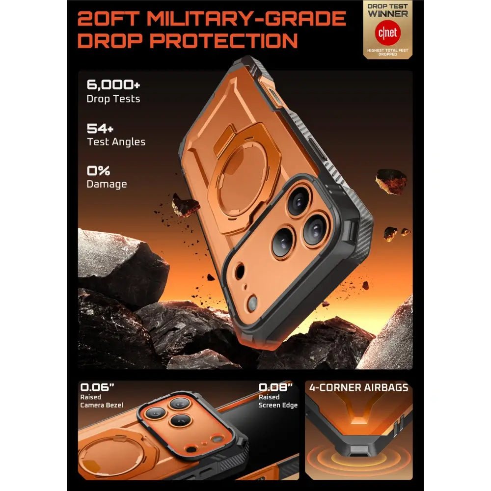 Supcase iPhone 17 Pro Max - UB Grip Pro Mag - Σκληρή Θήκη με Προστασία Οθόνης και MagSafe / Stand - Clear / Coral