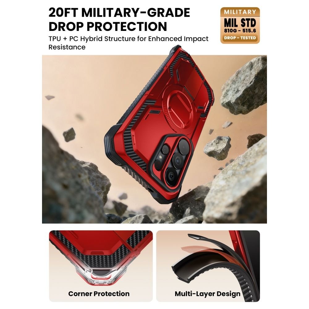 Supcase Samsung Galaxy S26 Ultra - IBLSN Armorbox - MagSafe Σκληρή Θήκη με Πλαίσιο Σιλικόνης και Προστασία Οθόνης και Stand - Ruddy