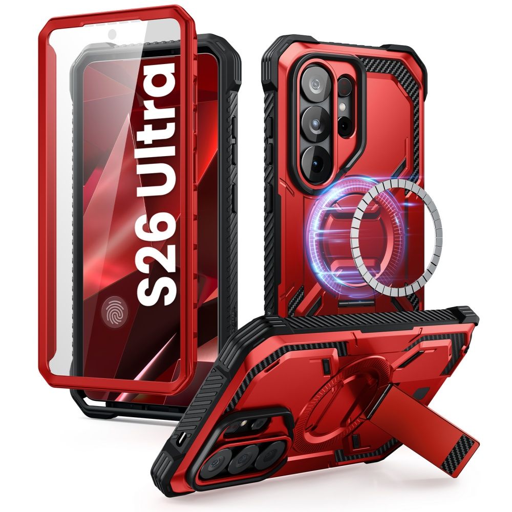Supcase Samsung Galaxy S26 Ultra - IBLSN Armorbox - MagSafe Σκληρή Θήκη με Πλαίσιο Σιλικόνης και Προστασία Οθόνης και Stand - Ruddy