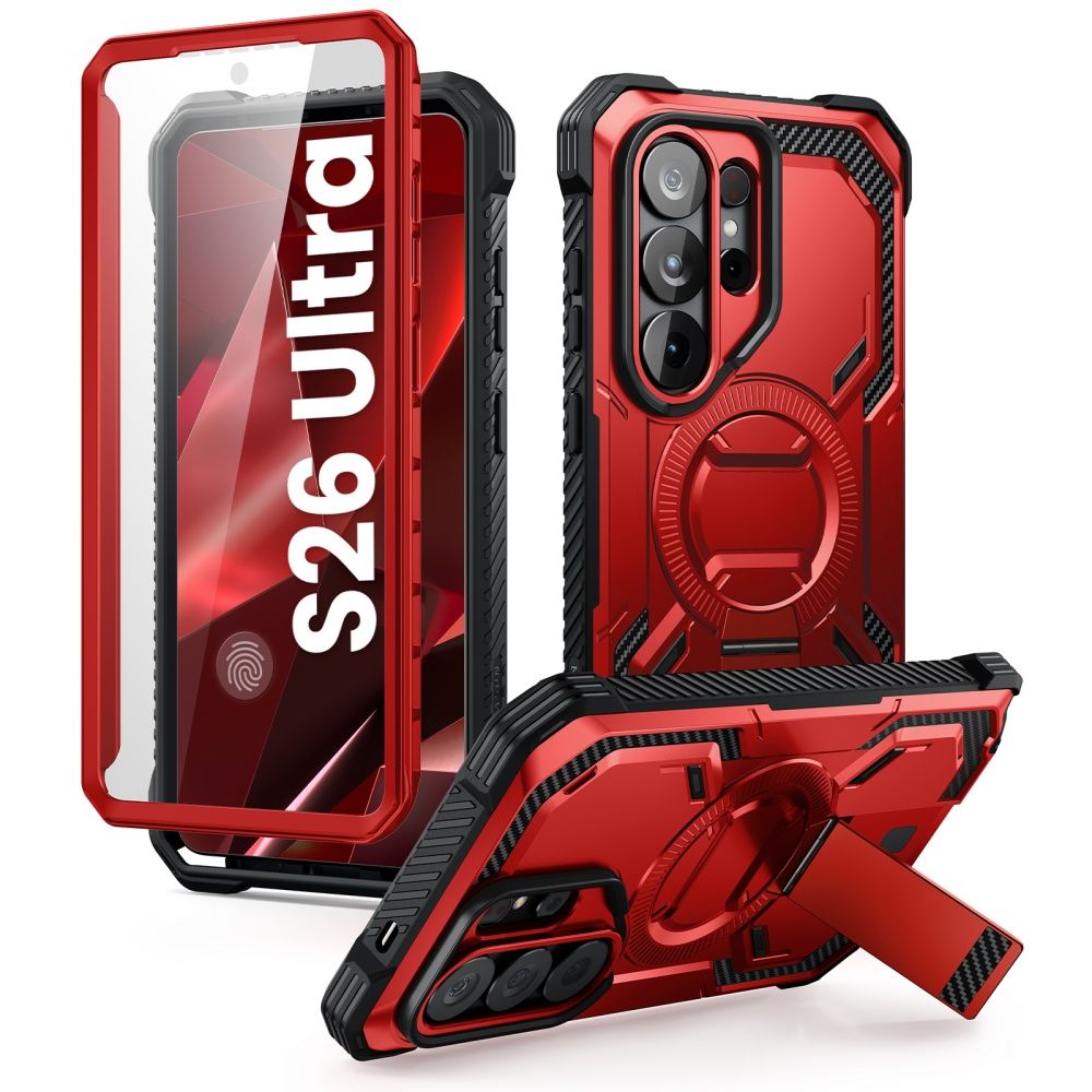 Supcase Samsung Galaxy S26 Ultra - IBLSN Armorbox - MagSafe Σκληρή Θήκη με Πλαίσιο Σιλικόνης και Προστασία Οθόνης και Stand - Ruddy