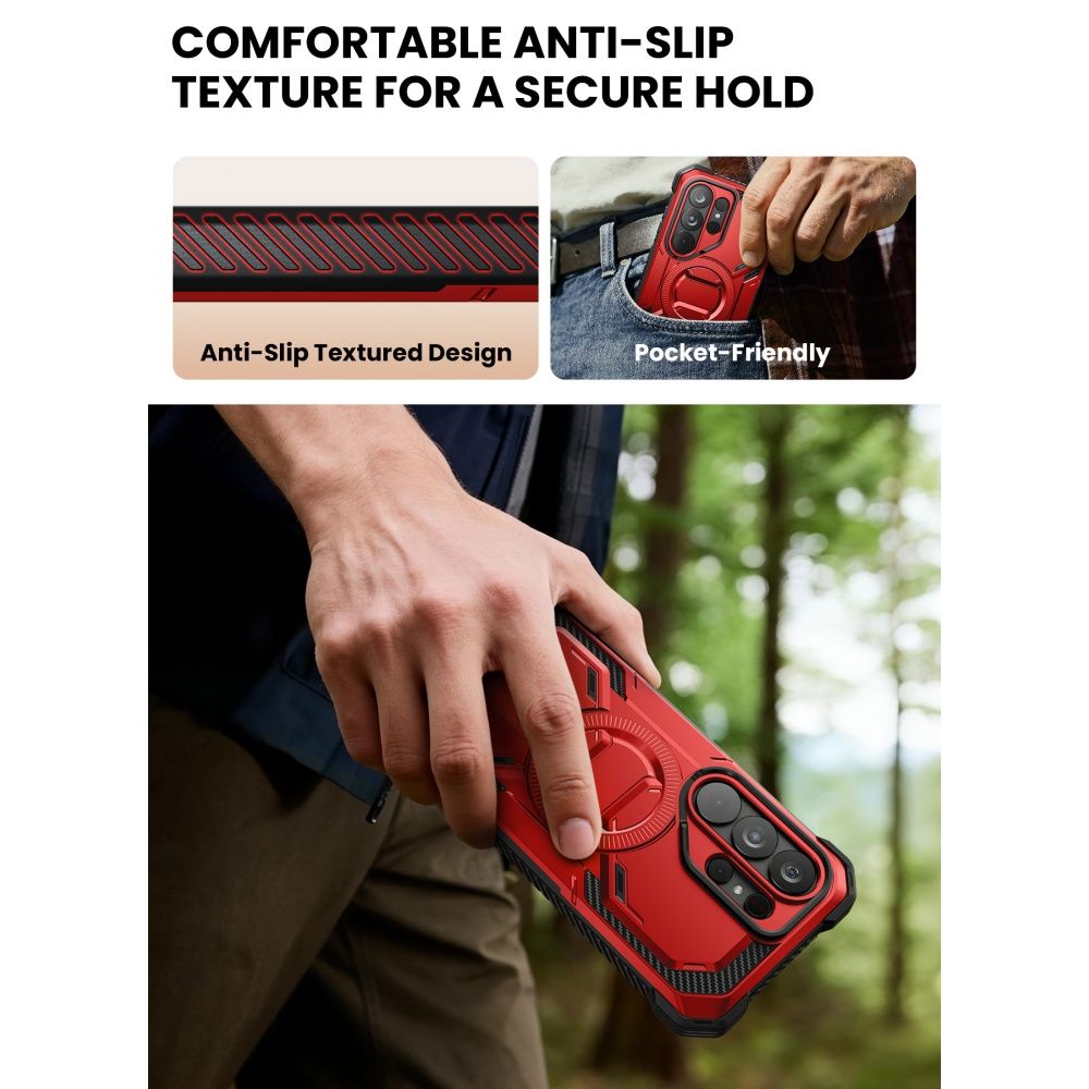 Supcase Samsung Galaxy S26 Ultra - IBLSN Armorbox - MagSafe Σκληρή Θήκη με Πλαίσιο Σιλικόνης και Προστασία Οθόνης και Stand - Ruddy