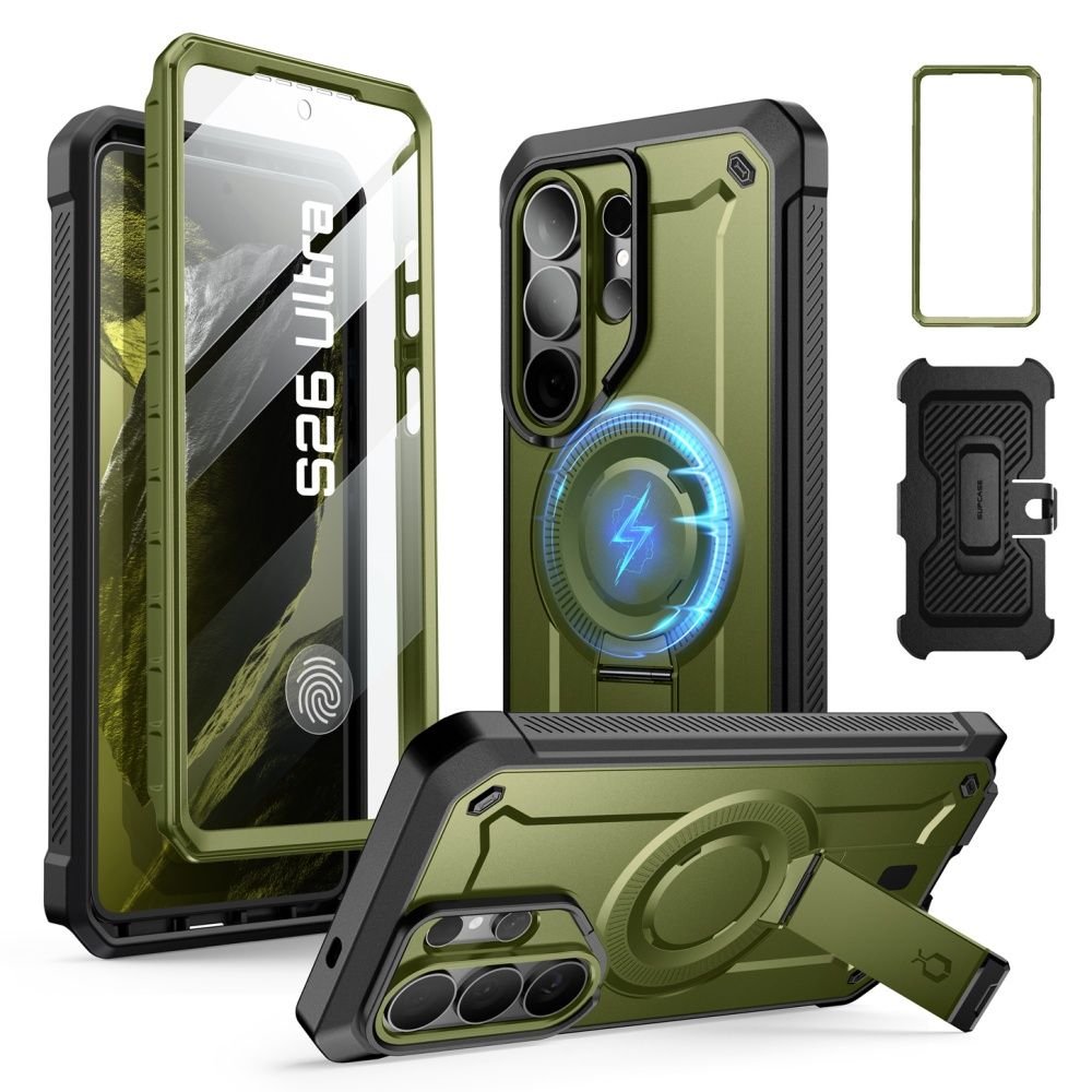 Supcase Samsung Galaxy S26 Ultra - Σκληρή Θήκη MagSafe με Προστασία Οθόνης και Stand - Unicorn Beetle Pro Mag 2 Set - Guldan Green