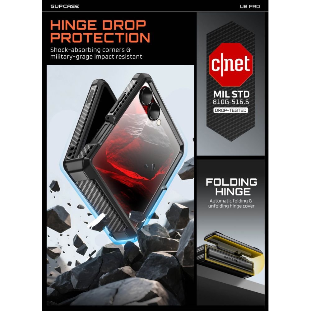 Supcase Samsung Galaxy Z Flip8 - Σκληρή Θήκη με Προστασία Οθόνης και Stand - Unicorn Beetle Pro - Black