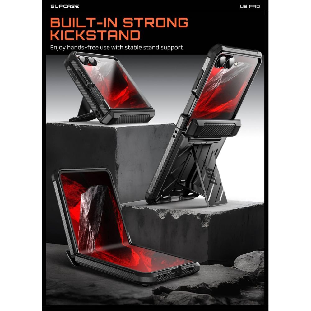Supcase Samsung Galaxy Z Flip8 - Σκληρή Θήκη με Προστασία Οθόνης και Stand - Unicorn Beetle Pro - Black
