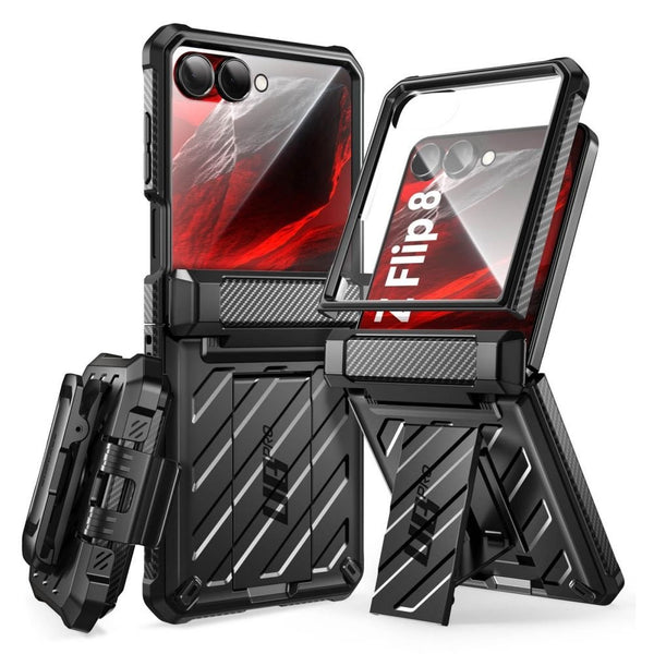 Supcase Samsung Galaxy Z Flip8 - Σκληρή Θήκη με Προστασία Οθόνης και Stand - Unicorn Beetle Pro - Black