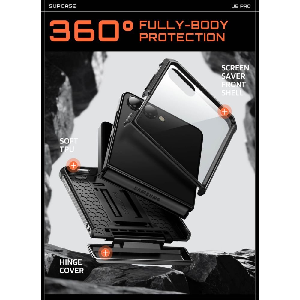 Supcase Samsung Galaxy Z Flip8 - Σκληρή Θήκη με Προστασία Οθόνης και Stand - Unicorn Beetle Pro - Black