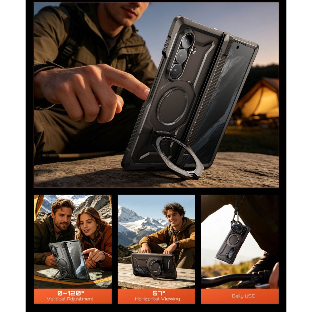 Supcase Samsung Galaxy Z Fold8 Ultra - Σκληρή Θήκη με Προστασία Οθόνης και MagSafe / Stand - UB Grip Mag Set - Black