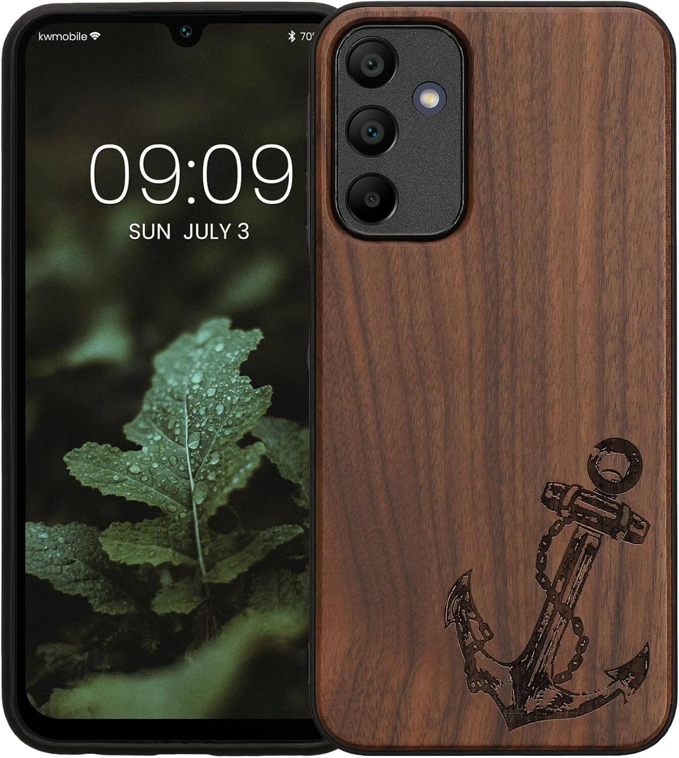 KW Samsung Galaxy A15 4G / A15 5G Θήκη από Φυσικό Ξύλο - Design Anchor Vintage - Dark Brown