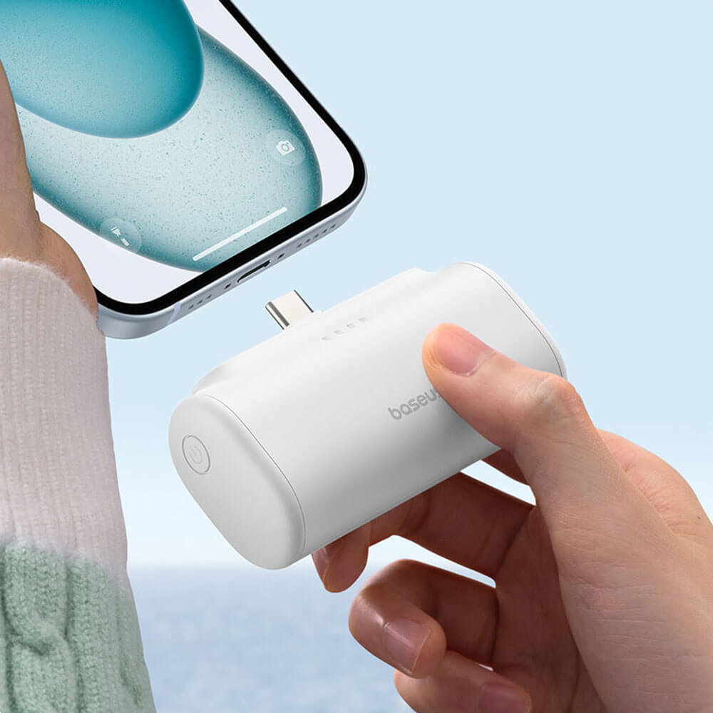 Baseus Compact Series Type-C - PowerBank 5000mAh 20W με Καλώδιο Type-C to Type-C - White - P10068306213-00