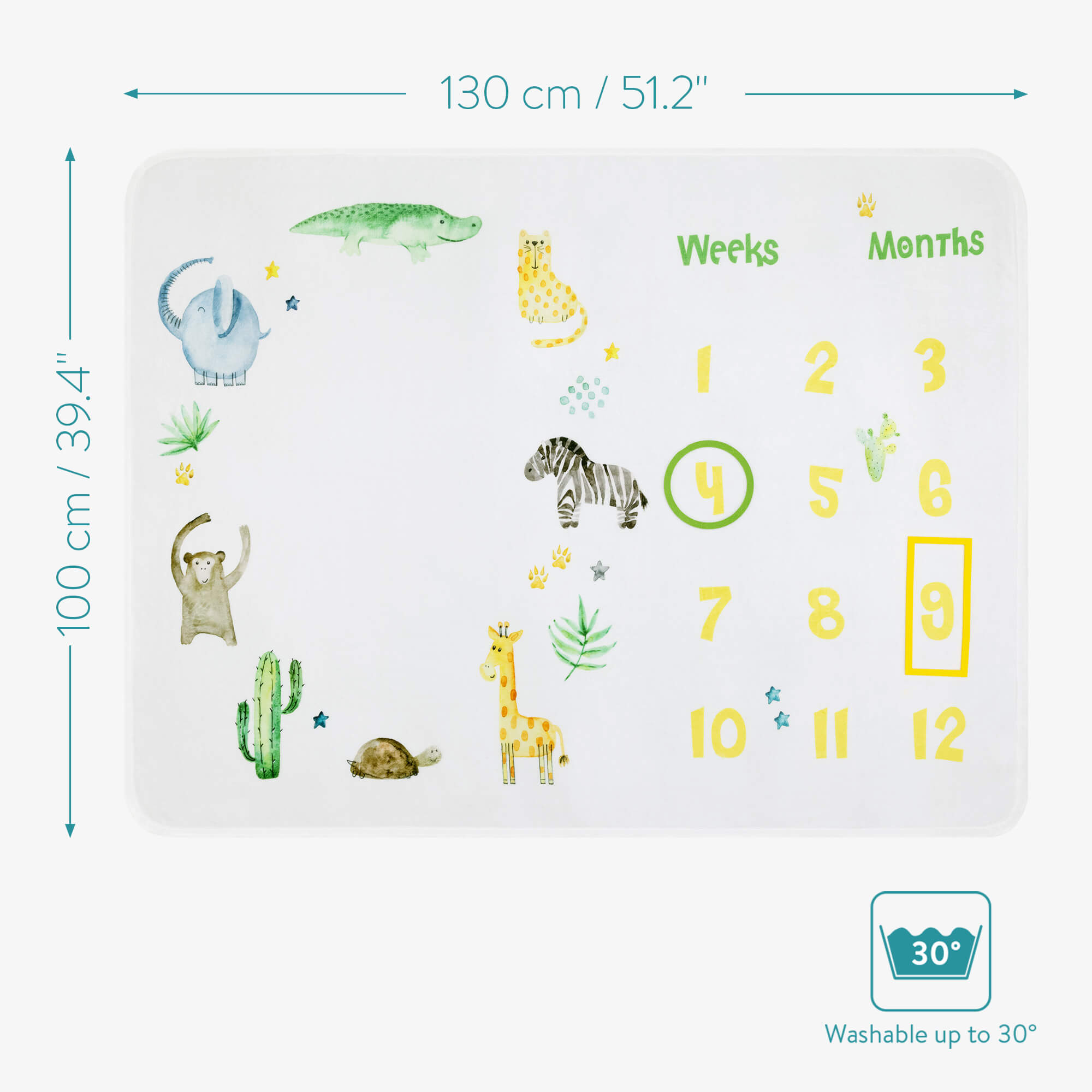 Navaris Βρεφική Κουβέρτα Ορόσημο - Design Animals - White / Multicolor - 54818.01