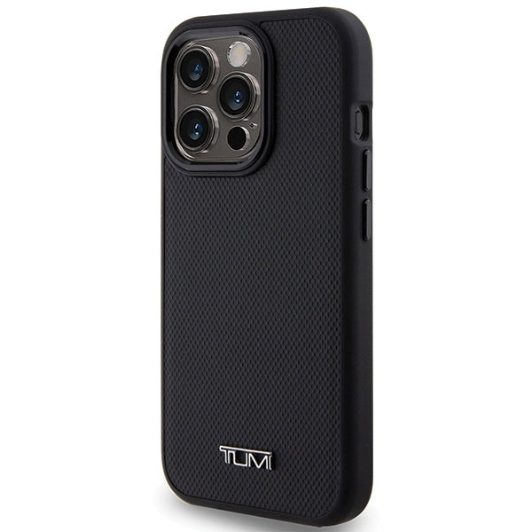 Tumi iPhone 15 Pro Leather Ballistic Pattern MagSafe Θήκη από Γνήσιο Δέρμα με MagSafe - Black