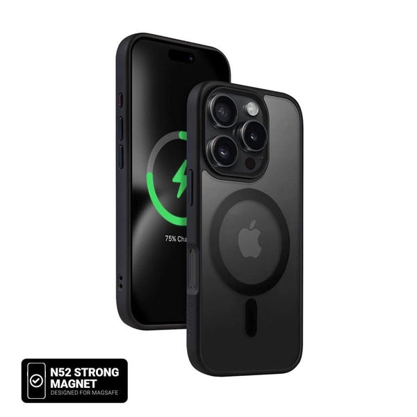 Crong iPhone 16 Pro Hybrid Frost Mag - Σκληρή Θήκη με Πλαίσιο Σιλικόνης και MagSafe - Black