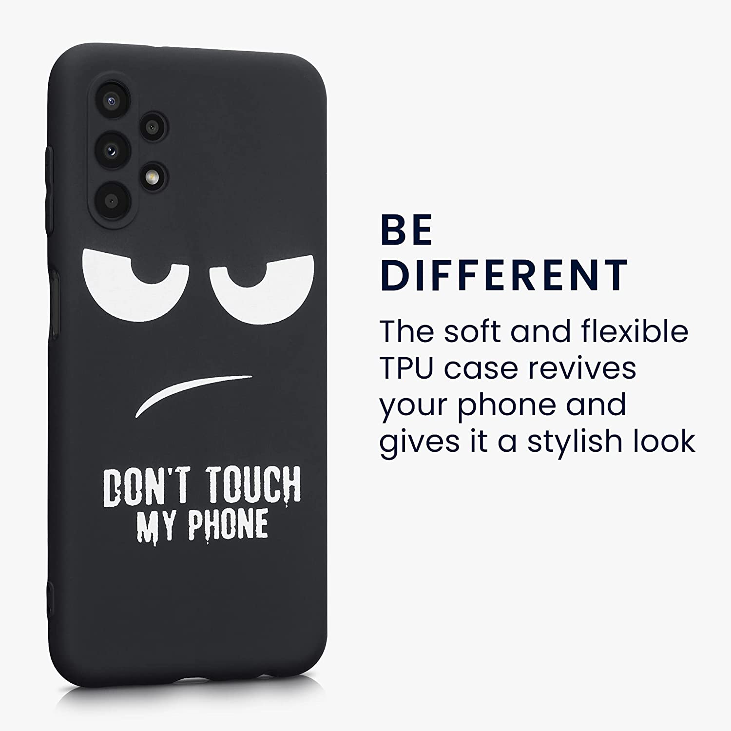 KW Samsung Galaxy A13 4G Θήκη Σιλικόνης Design Don't Touch My Phone - Black / White - 58243.01