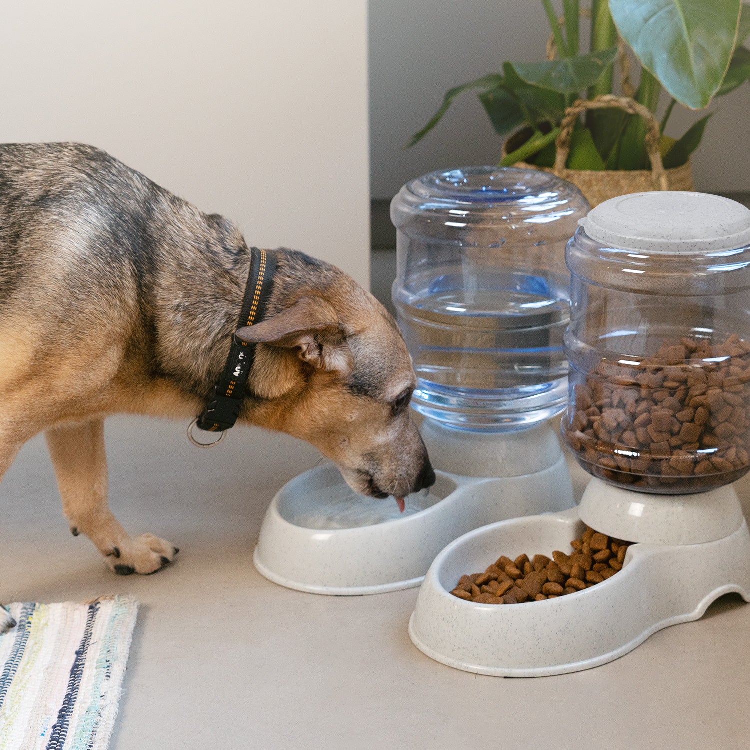 Navaris Automatic Food and Water Dispenser - Σετ με 2 Διανομείς Φαγητού και Νερού για Κατοικίδιο - 3.8L - Grey - 48332.22