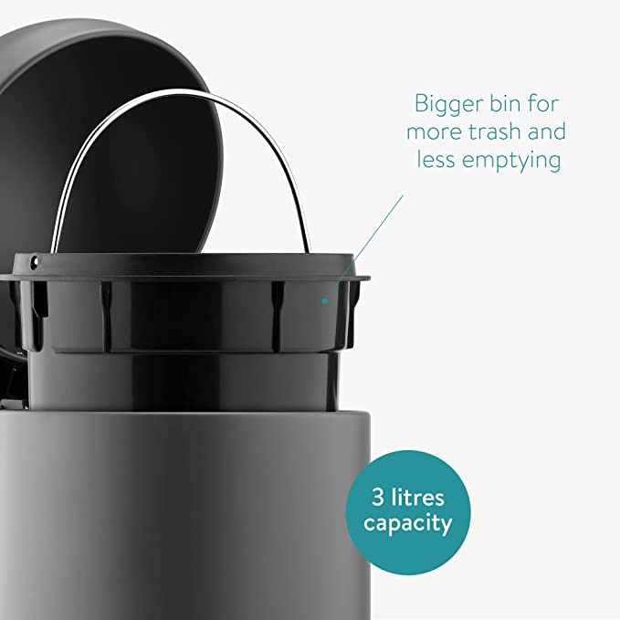 Navaris Κάδος Απορριμμάτων για το Μπάνιο - 3L - ‎Dark Grey - 56852.01.22