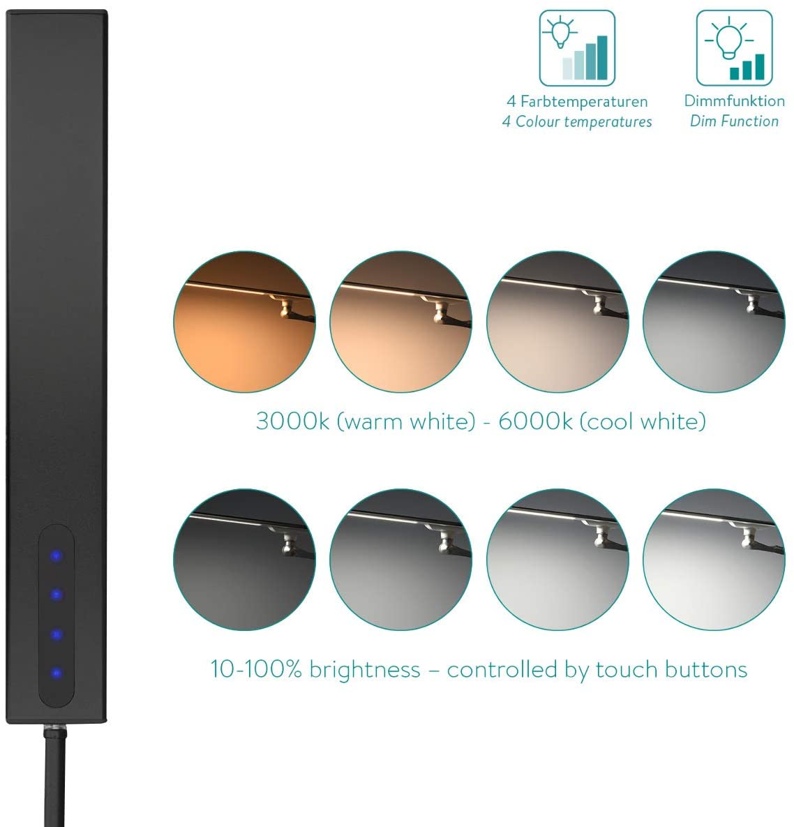 Navaris LED Desk Lamp Aluminium Clamp Lamp Επιτραπέζιο Φωτιστικό Αλουμινίου - Black - 45791.01