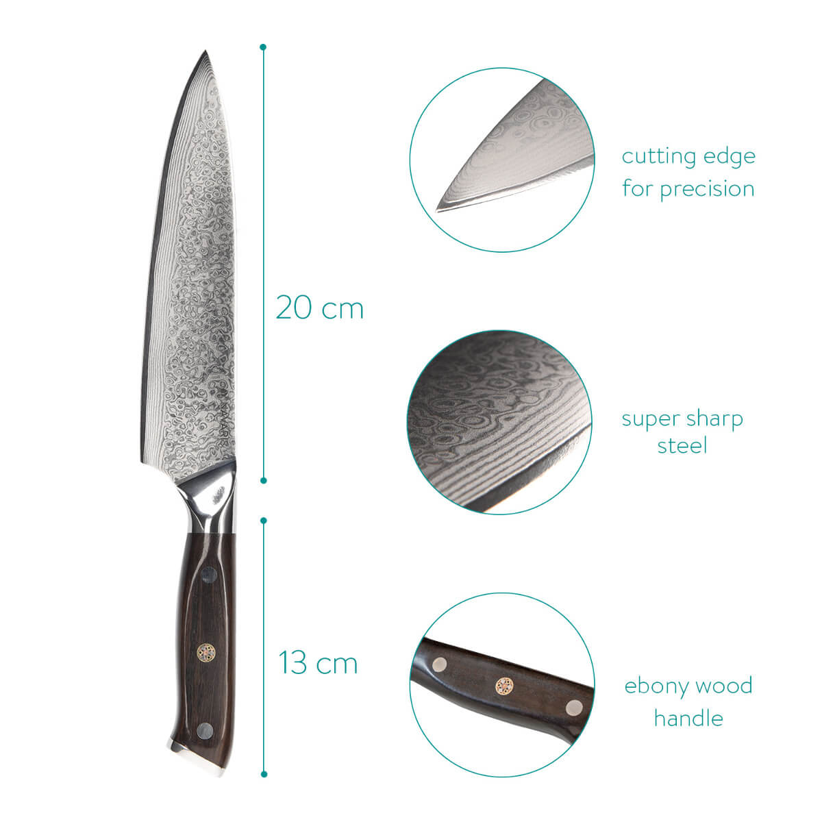 Navaris Μαχαίρι από Δαμασκηνό Ατσάλι - 20cm - Brown - 47551.01