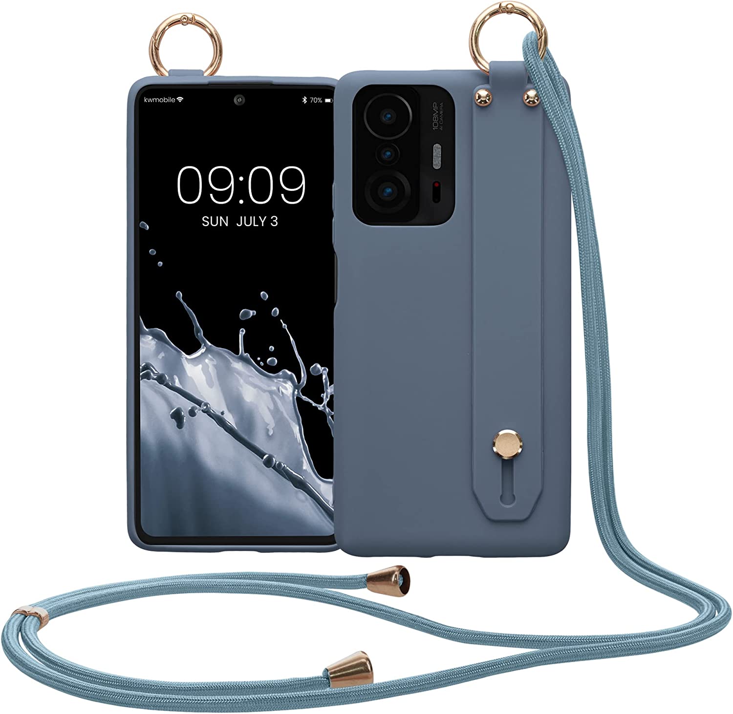 KW Xiaomi 11T / 11T Pro Θήκη Σιλικόνης TPU με Λουράκι και Finger Holder - Dark Slate - 56480.202
