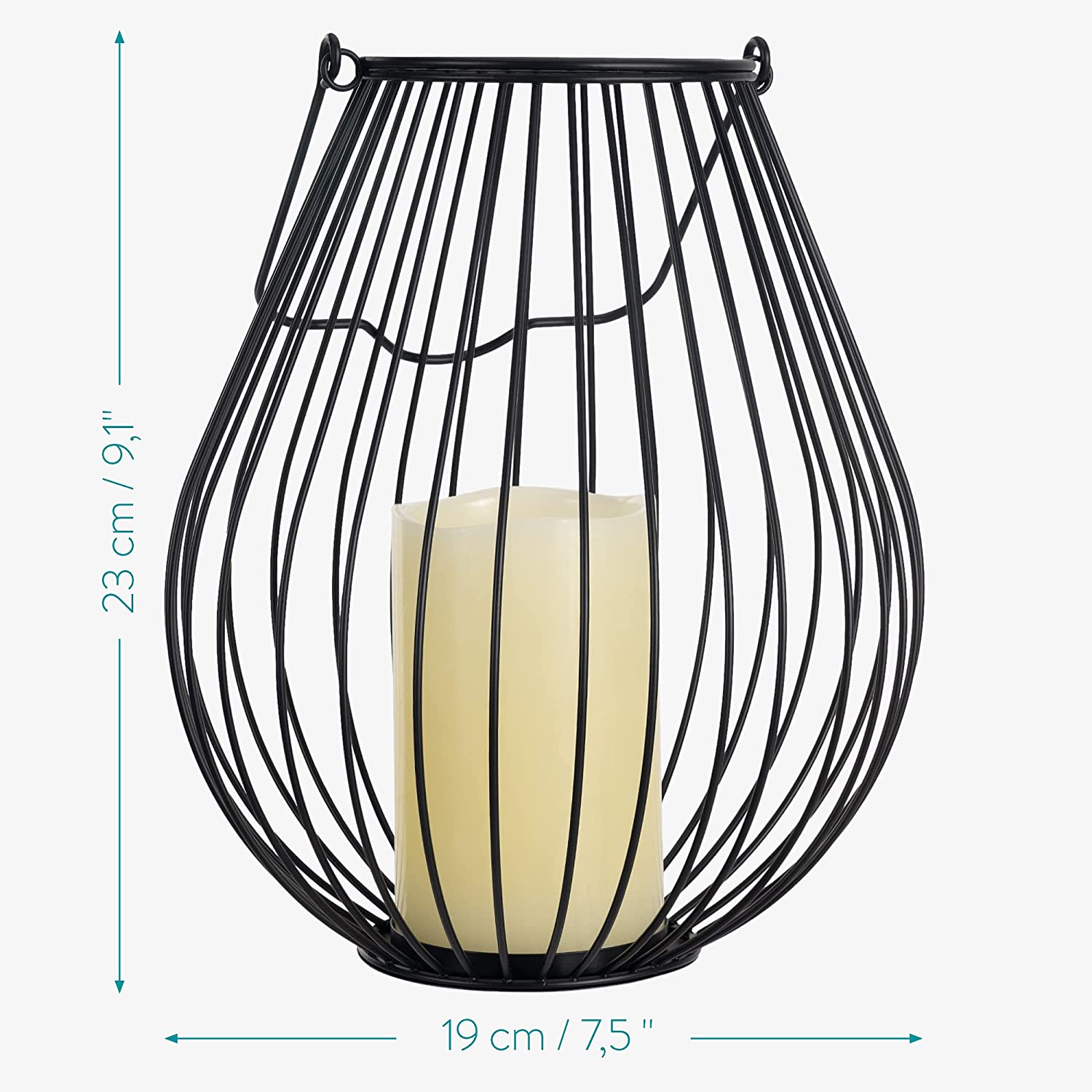 Navaris Μεταλλική Βάση με Κερί LED και τηλεχειριστήριο - Large - Black - 53376.03.02