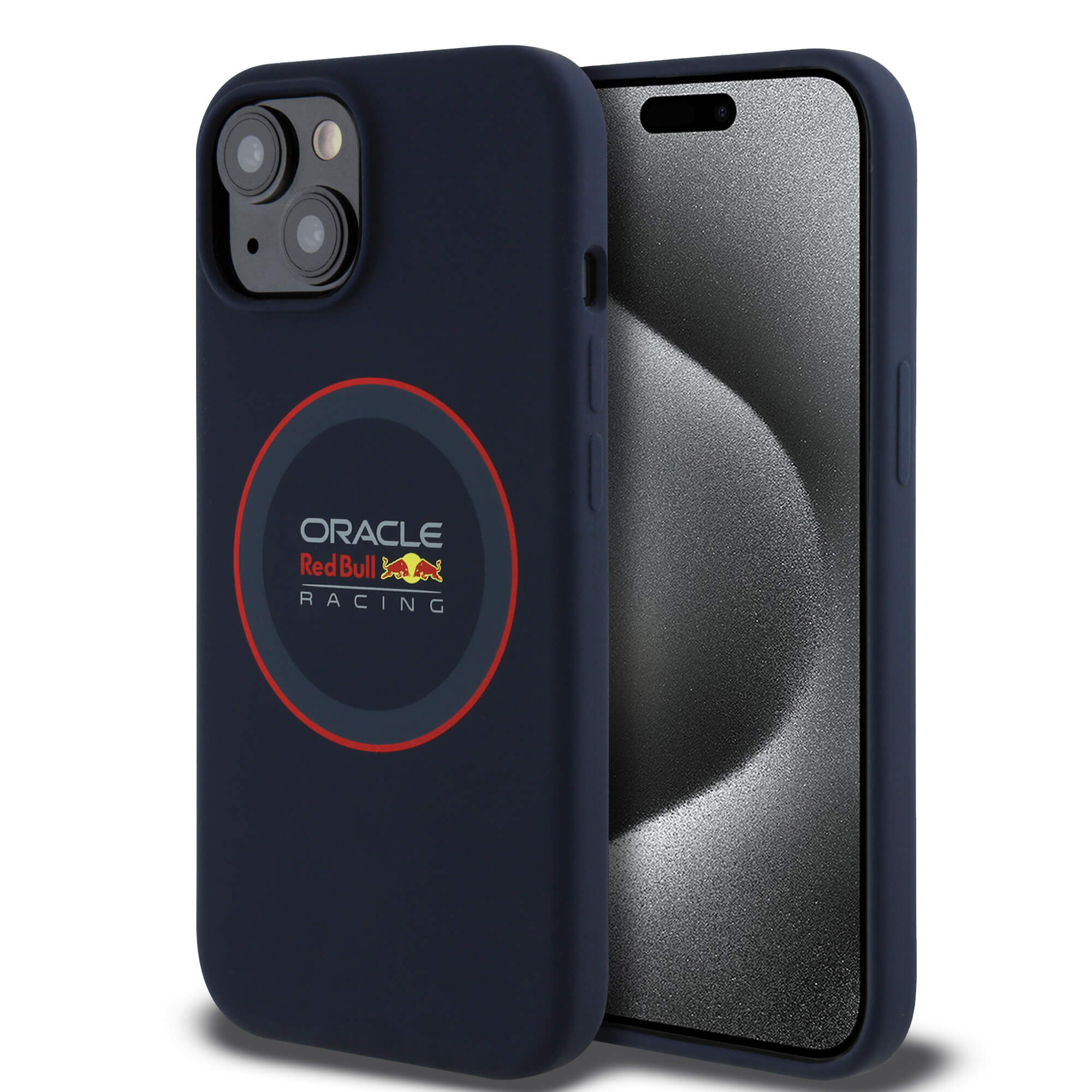Red Bull iPhone 15 - Silicone Red Ring - MagSafe Σκληρή Θήκη με Πλαίσιο Σιλικόνης - Navy - RBHMP15S24SIILVR