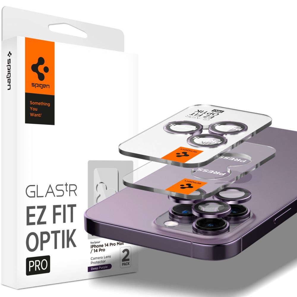 Spigen iPhone 14 Pro / 14 Pro Max Optik.TR EZ Fit Αντιχαρακτικό Γυαλί για την Κάμερα - 2 Τεμάχια - Deep Purple