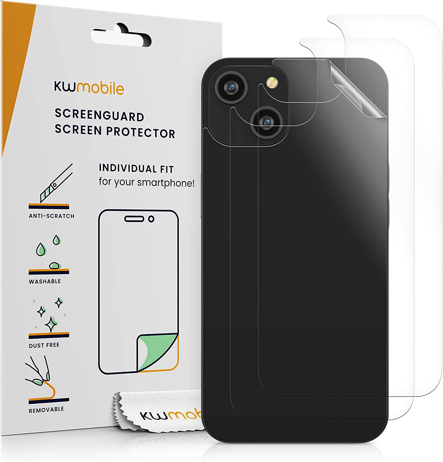 KW iPhone 14 - Τρεις Μεμβράνες Προστασίας Back Cover - Διάφανες - 59221.5