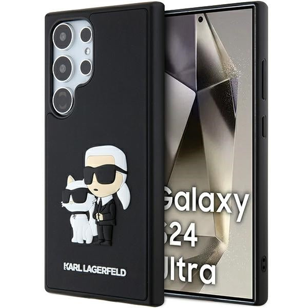 Karl Lagerfeld Samsung Galaxy S24 Ultra - 3D Rubber Karl and Choupette Σκληρή Θήκη με Πλαίσιο Σιλικόνης - Black - KLHCS24L3DRKCNK