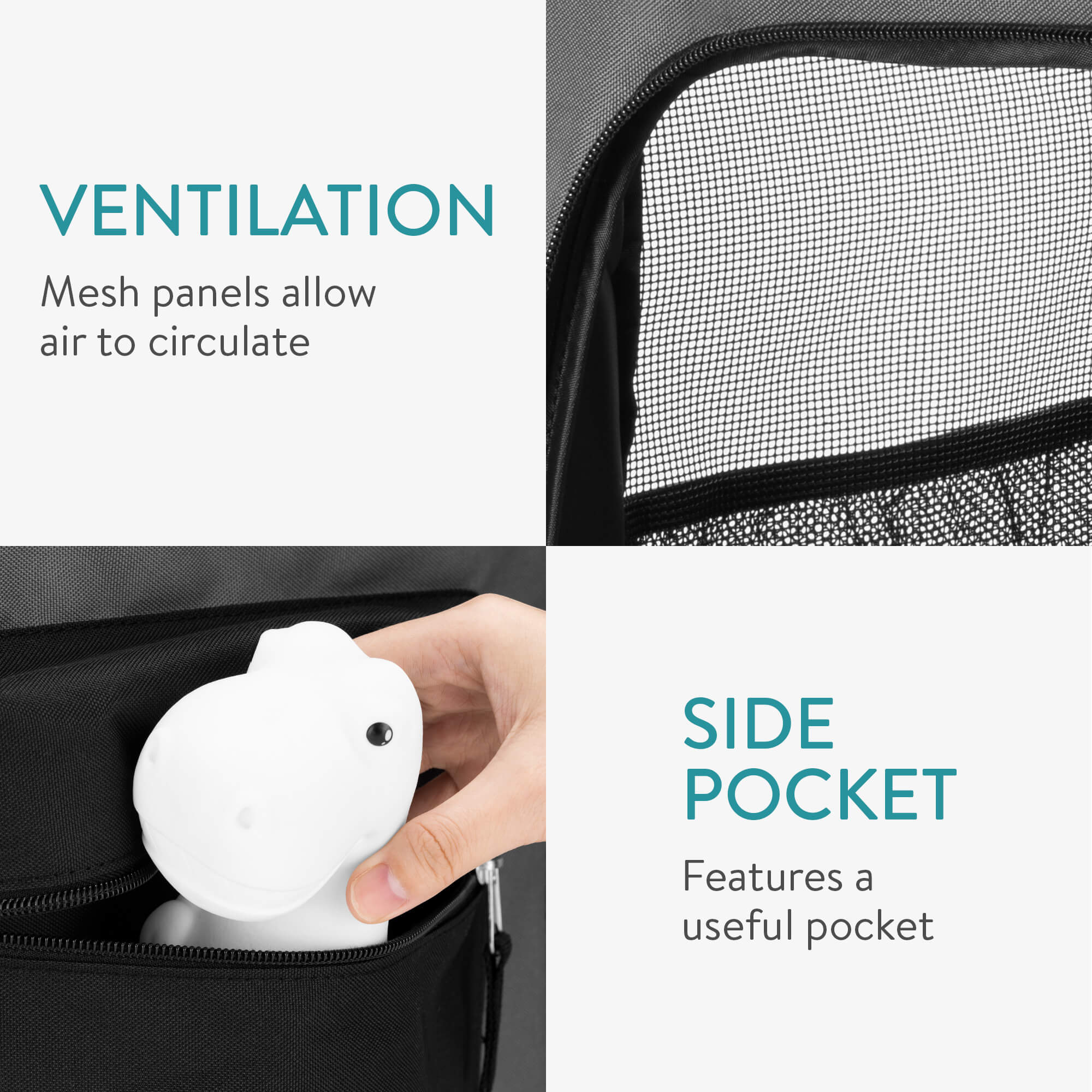 Navaris Dog Carrier Backpack - Αναδιπλούμενο Σακίδιο Μεταφοράς για Κατοικίδια Ζώα - 41 x 34,5 x 43 cm - Grey - 47550.19