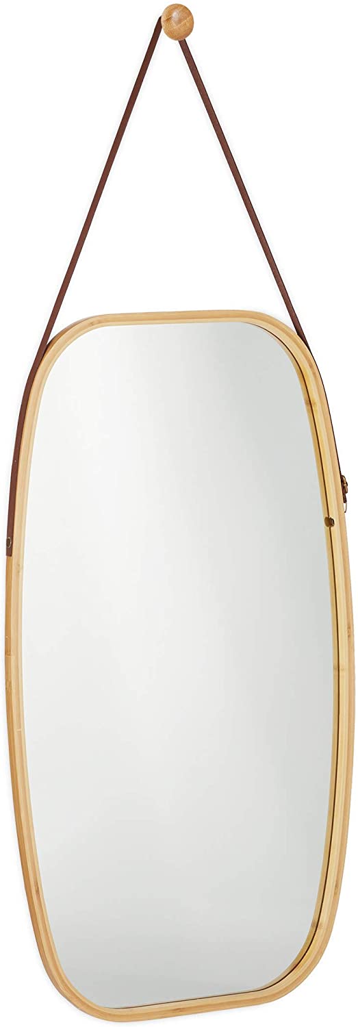 Relaxdays Διακοσμητικός Καθρέπτης Τοίχου με Κορνίζα από Μπαμπού - 76,5 x 43,5 x 1,5 cm - Natural - 4052025265014