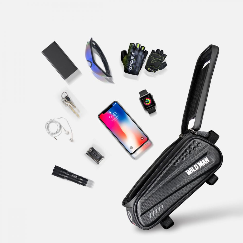 Wildman Σκληρή Αδιάβροχη Βαλίτσα Ποδηλάτων με Θήκη για Κινητά - Large - Black