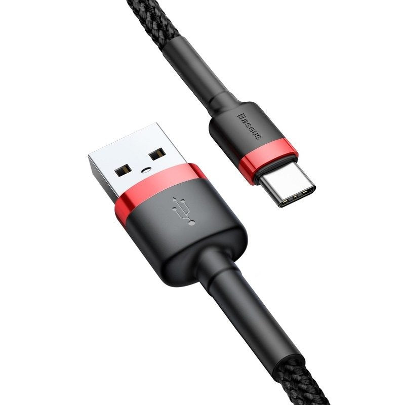Baseus Cafule Cable Type-C 3A - Καλώδιο Γρήγορης Φόρτισης Type-C 1M - Black / Red - CATKLF-B91