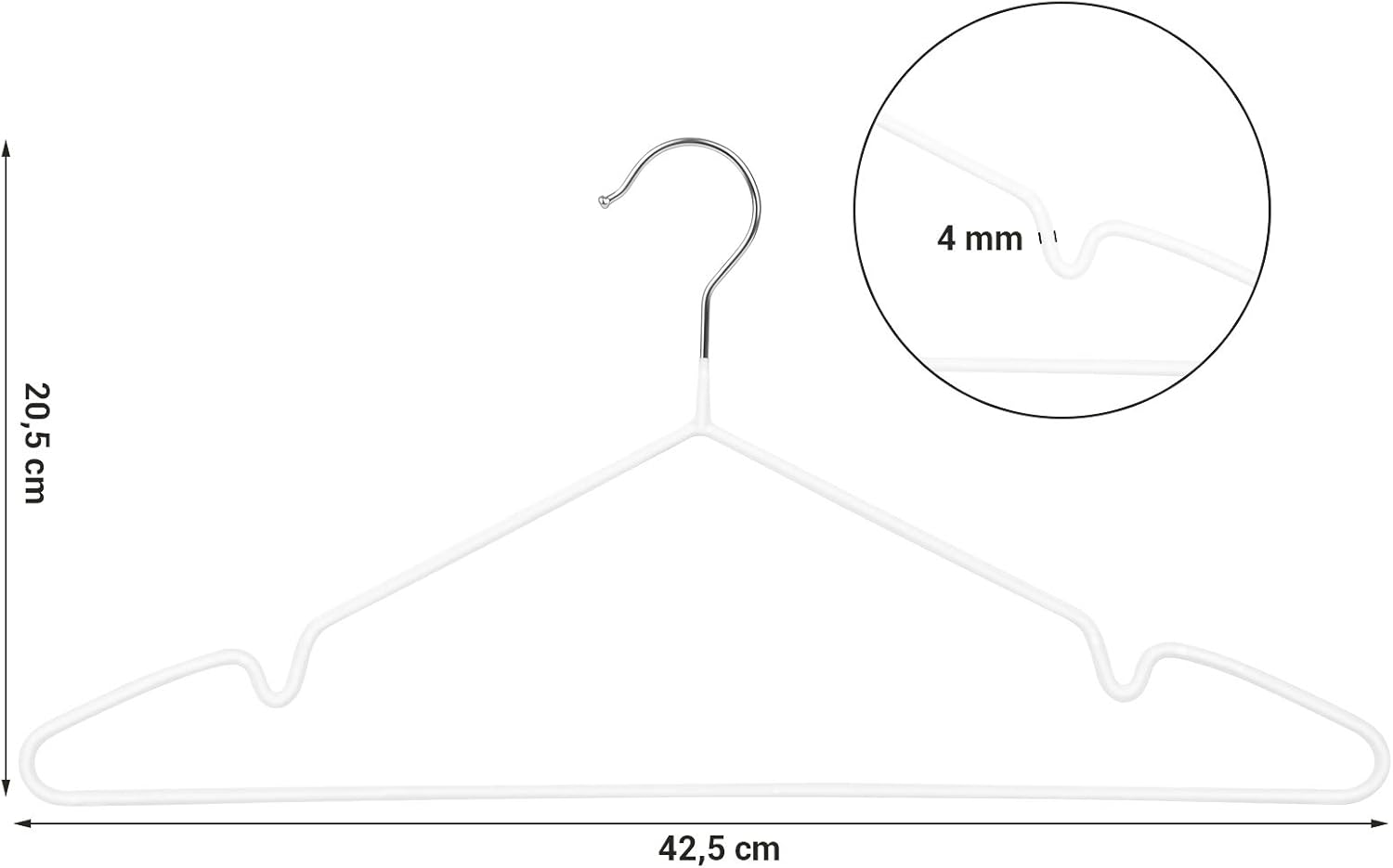 Songmics Σετ με 20 Μεταλλικές Κρεμάστρες - White - CRI33WT20