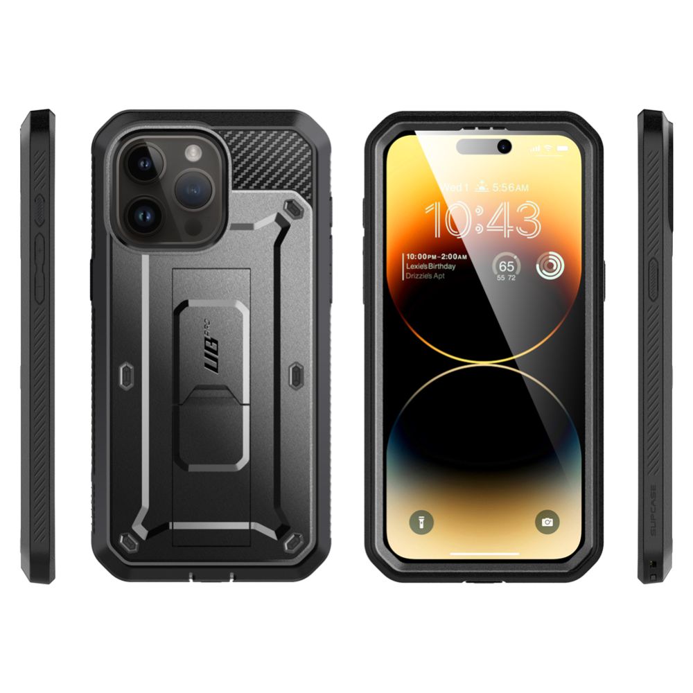 Supcase iPhone 15 Pro Max Unicorn Beetle Pro Σκληρή Θήκη με Προστασία Οθόνης και Stand - Black