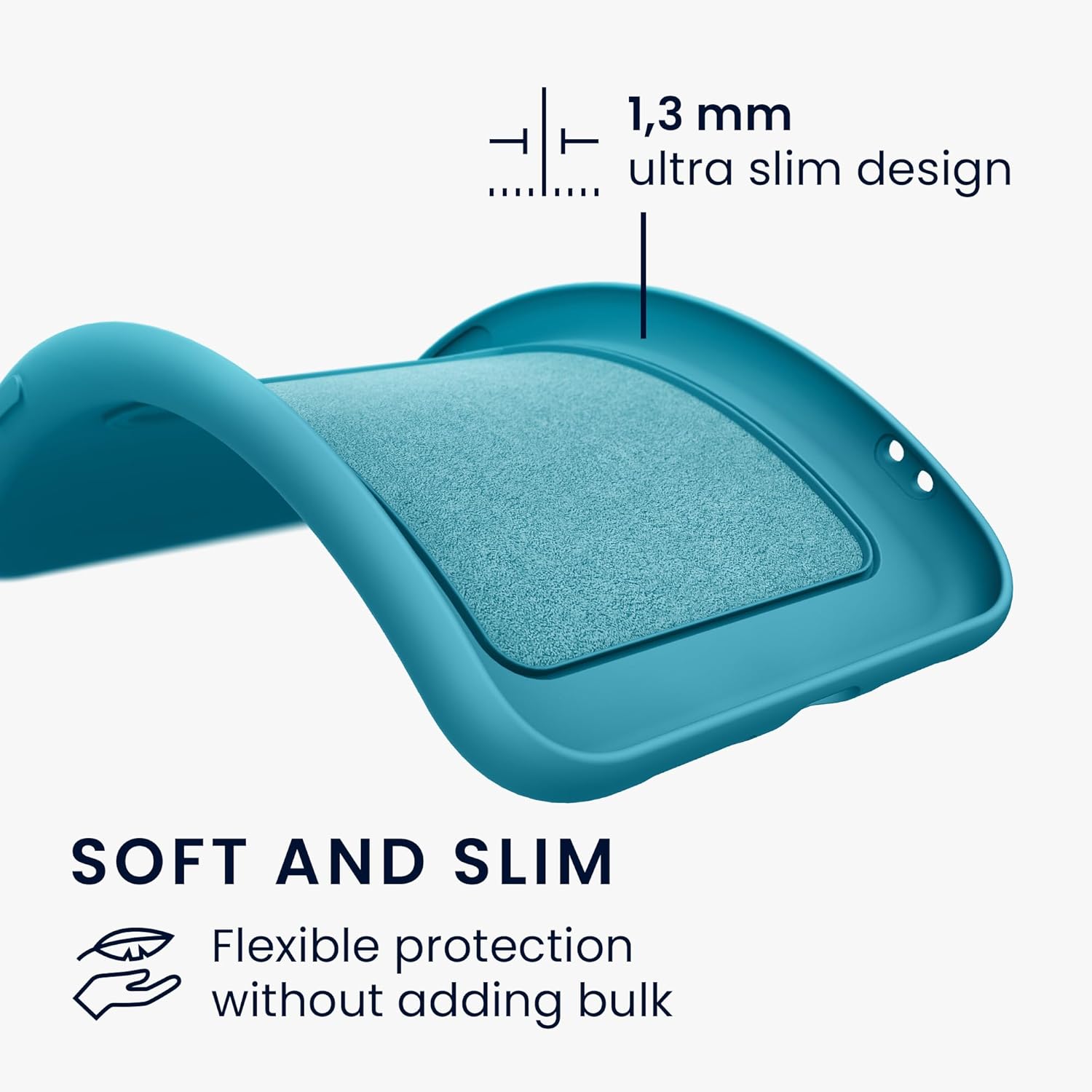 KW iPhone 15 Θήκη Σιλικόνης TPU με Υποδοχή για Κάρτα - Matte Light Blue