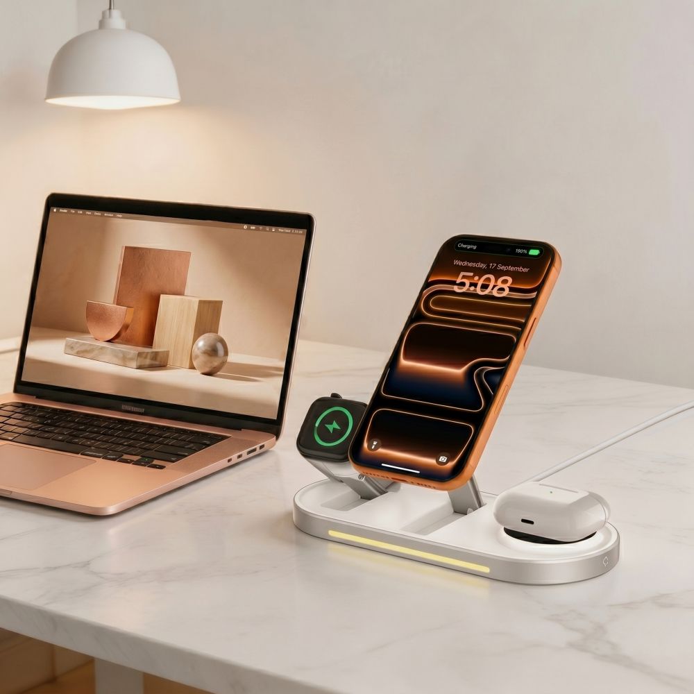 Tech - Protect 3in1 Ασύρματος Μαγνητικός Φορτιστής MagSafe 25W QI2.2 - A51 Arcticboost - White