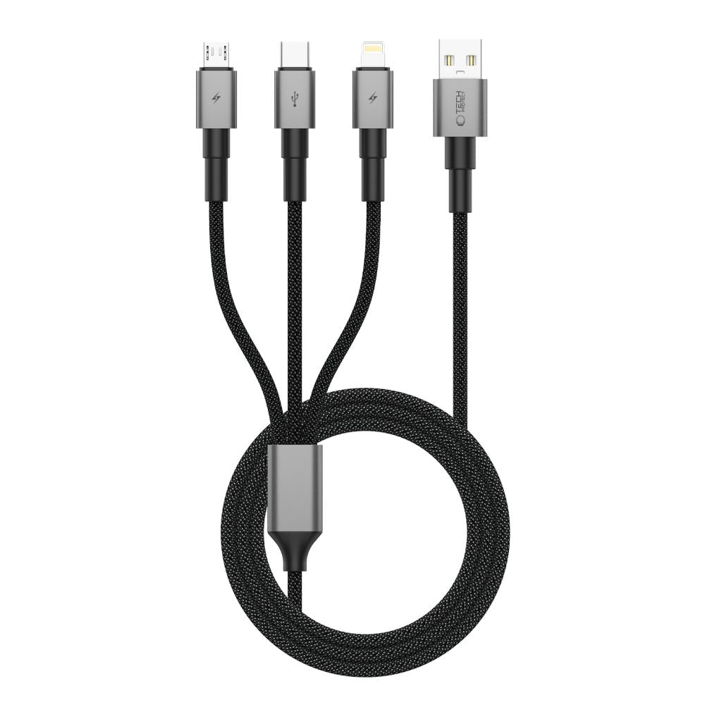 Tech - Protect 3in1 Καλώδιο Δεδομένων και Φόρτισης USB to Lightning / Type - C / Micro USB 3A - UltraBoost DNA - 1,2m - Iron Grey