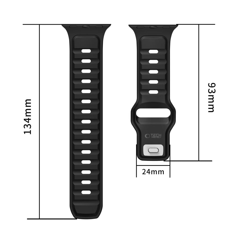Tech - Protect Λουράκι Apple Watch 8/9/10/11 - SE (1/2/3) - Ultra (1/2/3) – 44/45/46/49mm - IconBand Line - Λαστιχένιο - Black / Green