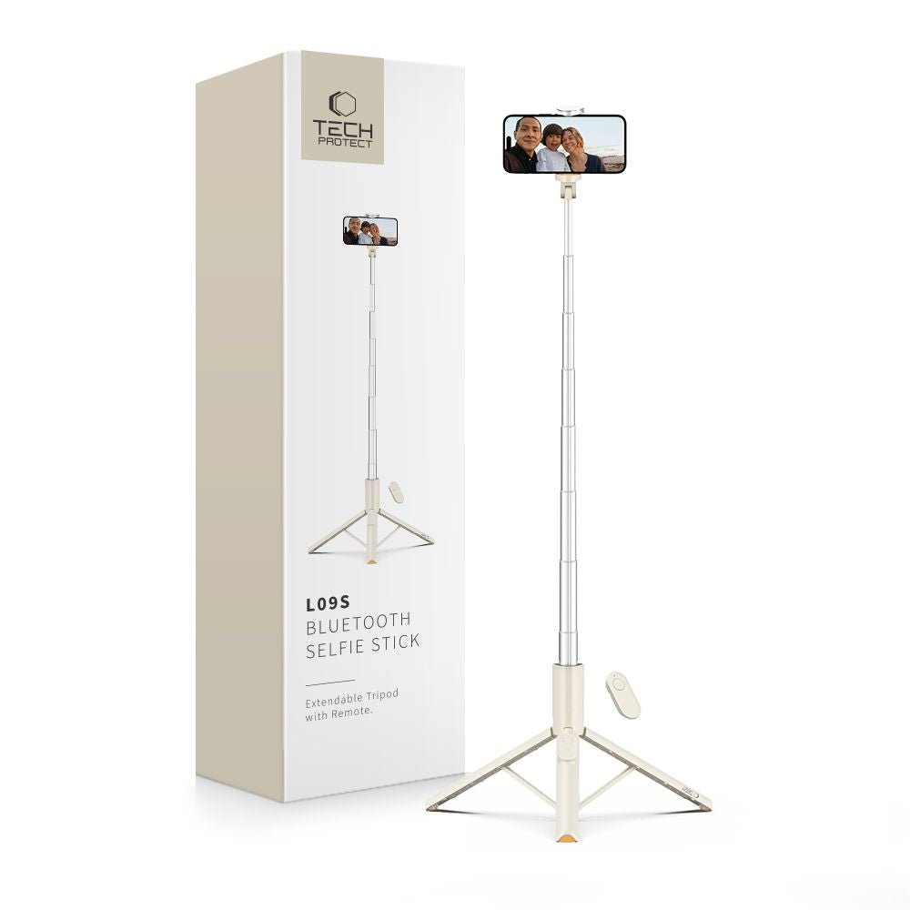 Tech - Protect Ασύρματο Bluetooth Selfie Stick με Τρίποδο και Τηλεχειριστήριο - L09S - Beige