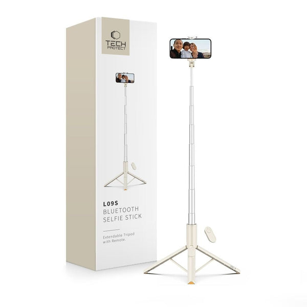 Tech - Protect Ασύρματο Bluetooth Selfie Stick με Τρίποδο και Τηλεχειριστήριο - L09S - Beige