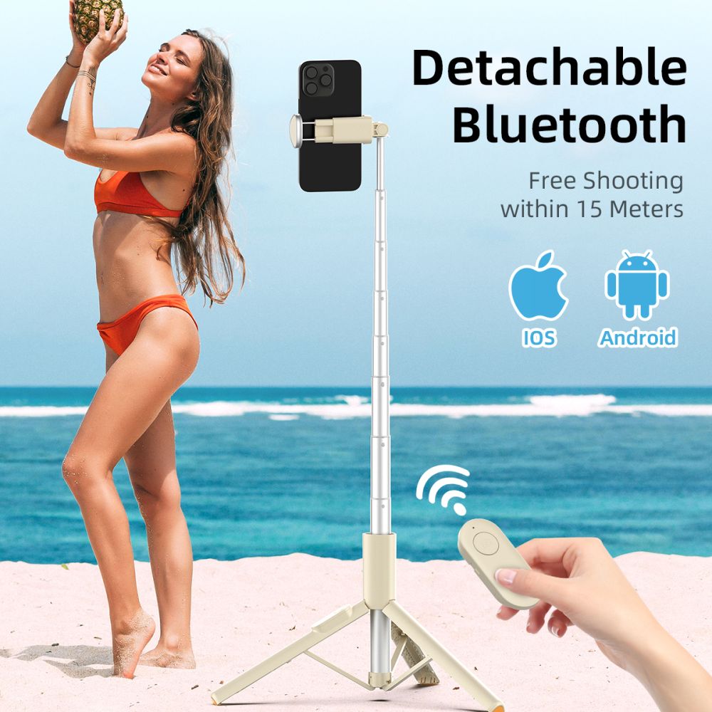 Tech - Protect Ασύρματο Bluetooth Selfie Stick με Τρίποδο και Τηλεχειριστήριο - L09S - Beige