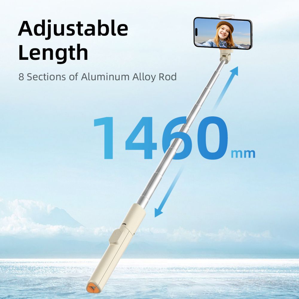 Tech - Protect Ασύρματο Bluetooth Selfie Stick με Τρίποδο και Τηλεχειριστήριο - L09S - Beige