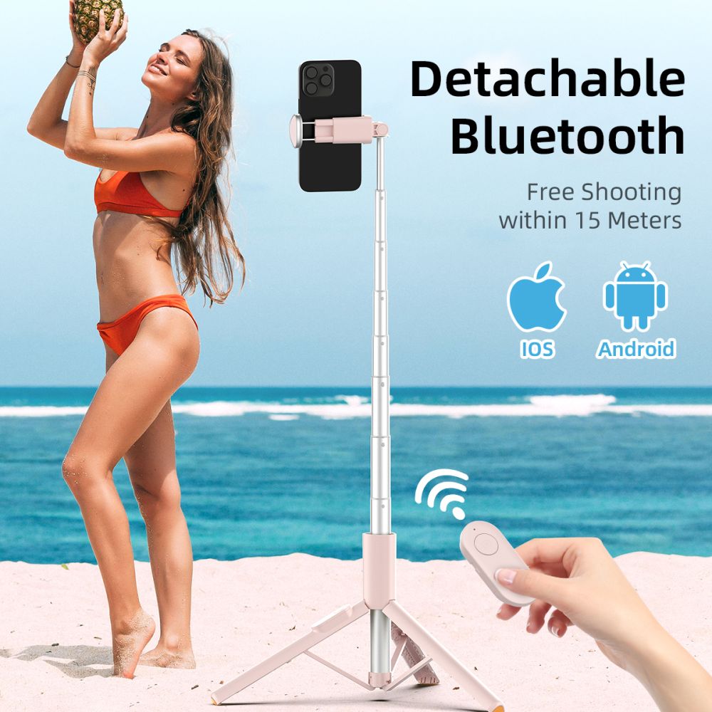 Tech - Protect Ασύρματο Bluetooth Selfie Stick με Τρίποδο και Τηλεχειριστήριο - L09S - Pink
